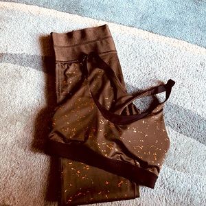 Army green with gold work out outfit size small